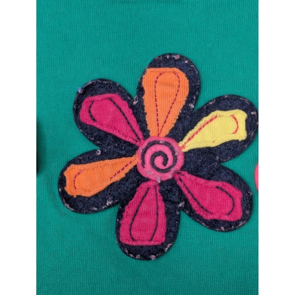 Hanna Andersson Girls Green Flower Applique Layered Long Sleeve Tee Shirt 140 - Picture 3 of 8